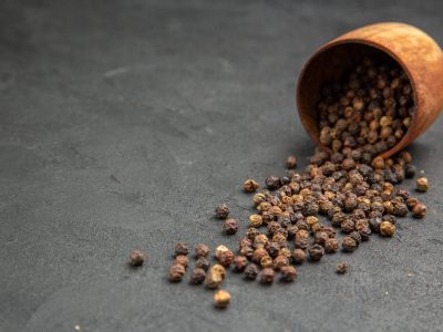 front-view-fresh-pepper-grey-table